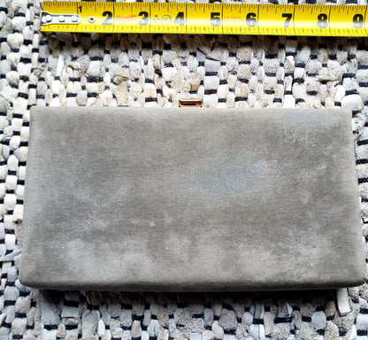 Kingspier Vintage - Vintage Cabrelli grey Moleskin fine velvet box clutch. Made in Canada