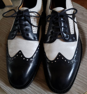 Mezlan Vintage Brogue Mens saddle shoes 8.5 KingsPIER Tulum Wingtip Black White