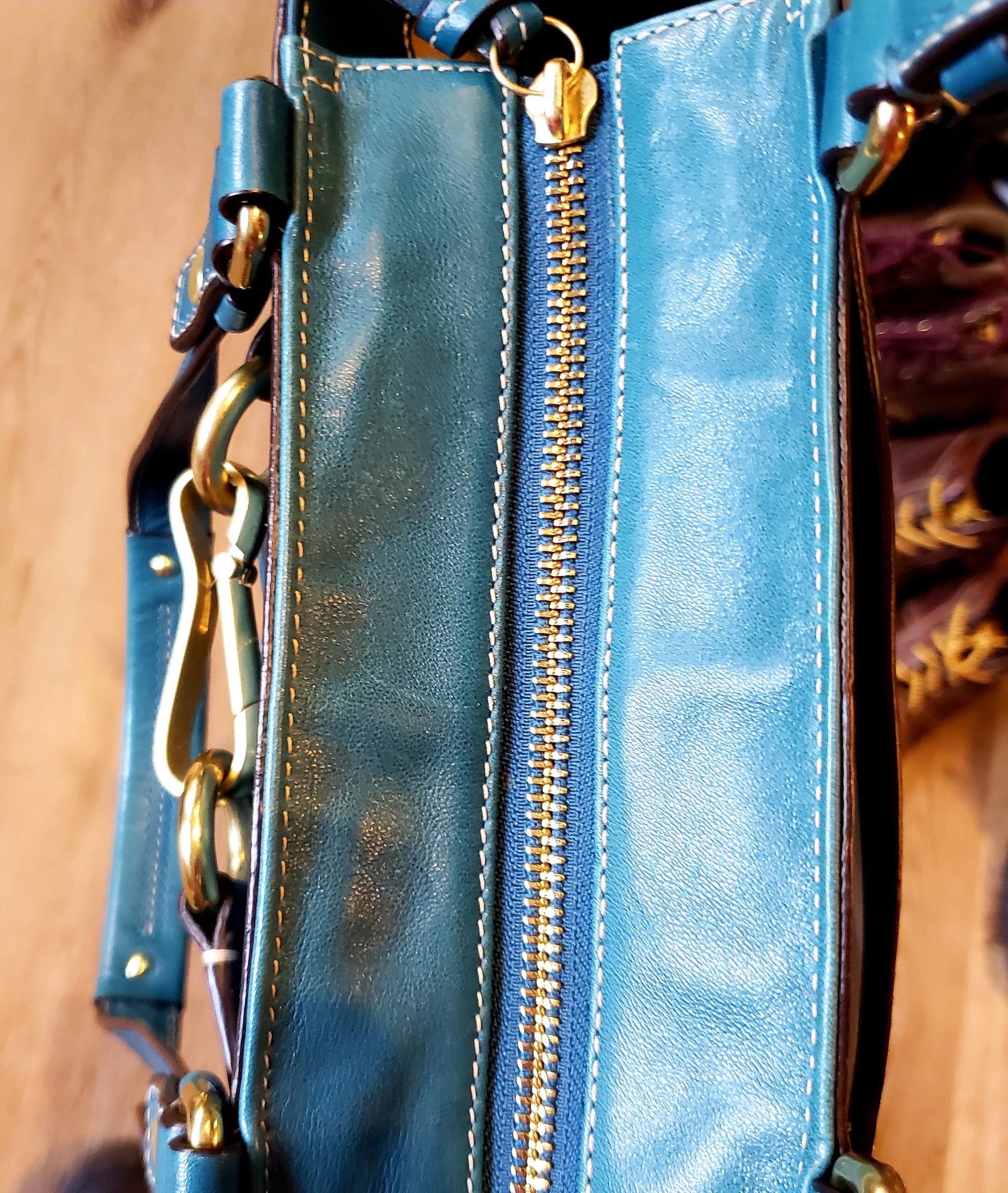 Coach, Handbag, Teal, Turquoise, Leather, Nancy, purse"Nancy" KingsPIER 