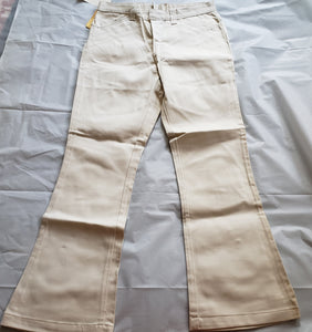 Tee Kay Vintage Deadstock, Made in Canada Bone White Denim Bellbottom Jeans.