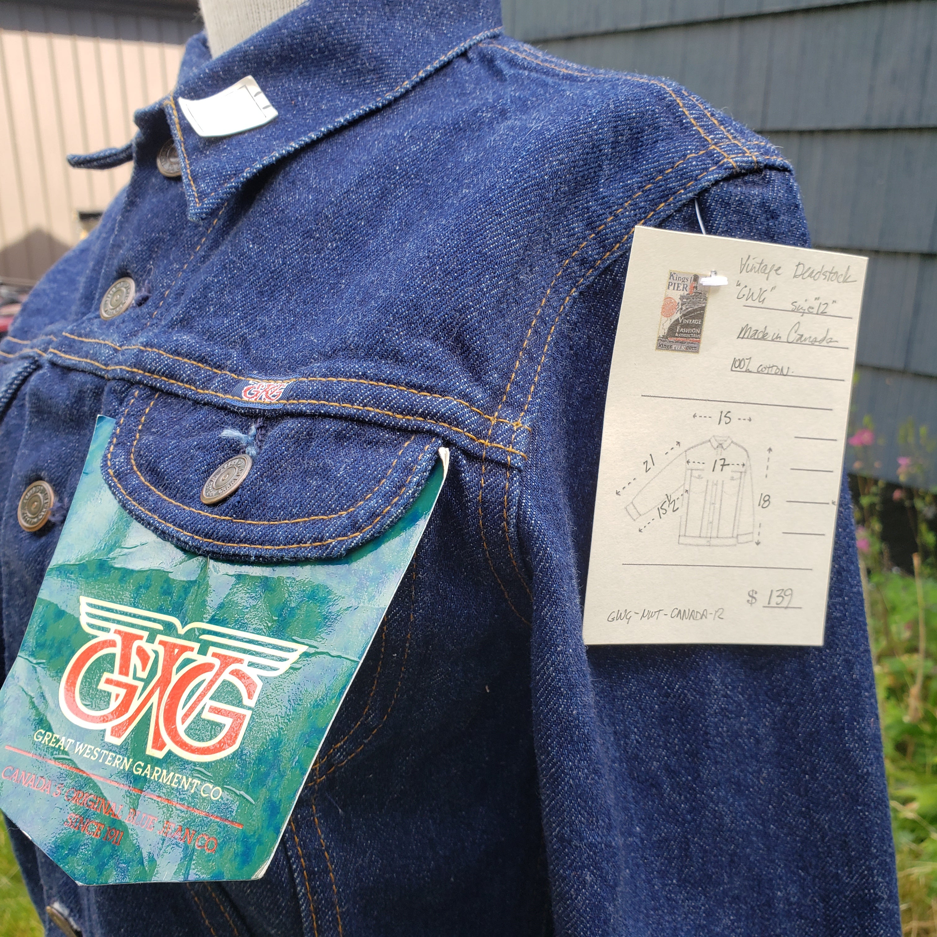 Vintage deadstock GWG Scrubbies jean vest. Made in outlets Canada. 36