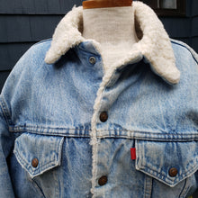 Load image into Gallery viewer, Vintage 1970’s Levi’s Trucker Sherpa Light Wash Denim Jean Jacket. Made in USA
