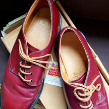 Load image into Gallery viewer, Vintage Circa 1990&#39;s Shelly&#39;s Exclusive 4 eyelet Derby &quot;D.M. Raiders&quot; Smooth Cherry Red Leather Shoes. Made in England. UK size 9
