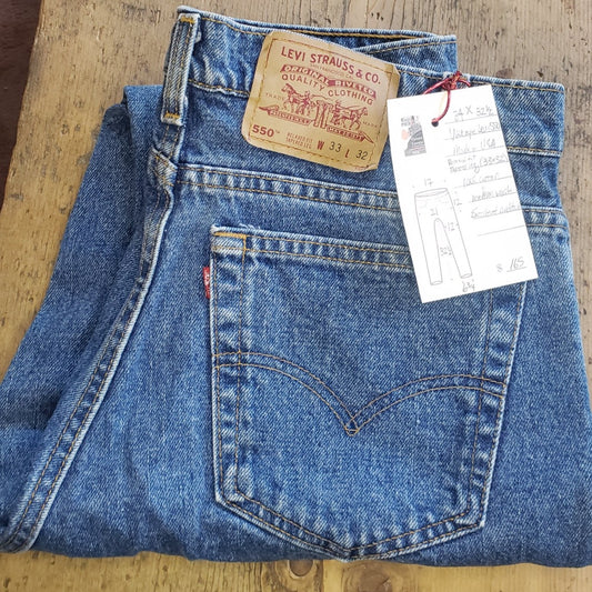 Levi's 550- 34"x32.5" Vintage Red Tab Denim Jeans. Made in USA