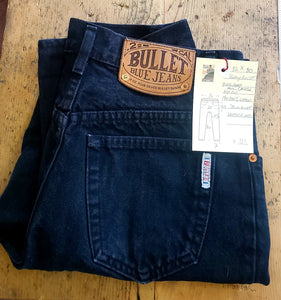 Vintage Bullet Jeans 32"x30" 14 oz Black Denim. Made in Canada