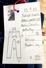 Load image into Gallery viewer, Vintage Nevada Jeans 33&quot;x33&quot; Black Garment dyed Denim. Made in Canada
