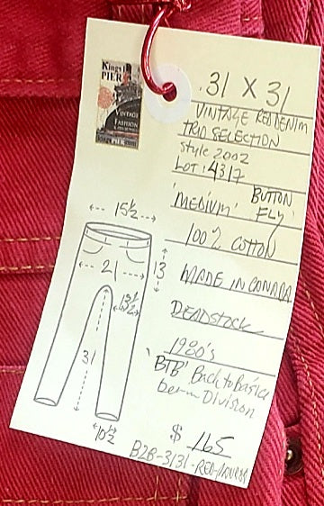 Vintage Rare 80's Deadstock BTB Back to Basics Jeans 30"x31" High Waist Wide Leg Red Denim. Made in Canada