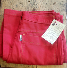 Load image into Gallery viewer, Vintage Rare 80&#39;s Deadstock BTB Back to Basics Jeans 30&quot;x31&quot; High Waist Wide Leg Red Denim. Made in Canada
