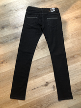 Load image into Gallery viewer, Kingspier Vintage - Versace black denim skinny jeans with metal Versace emblem on the back. Made in Italy. Size 27.

