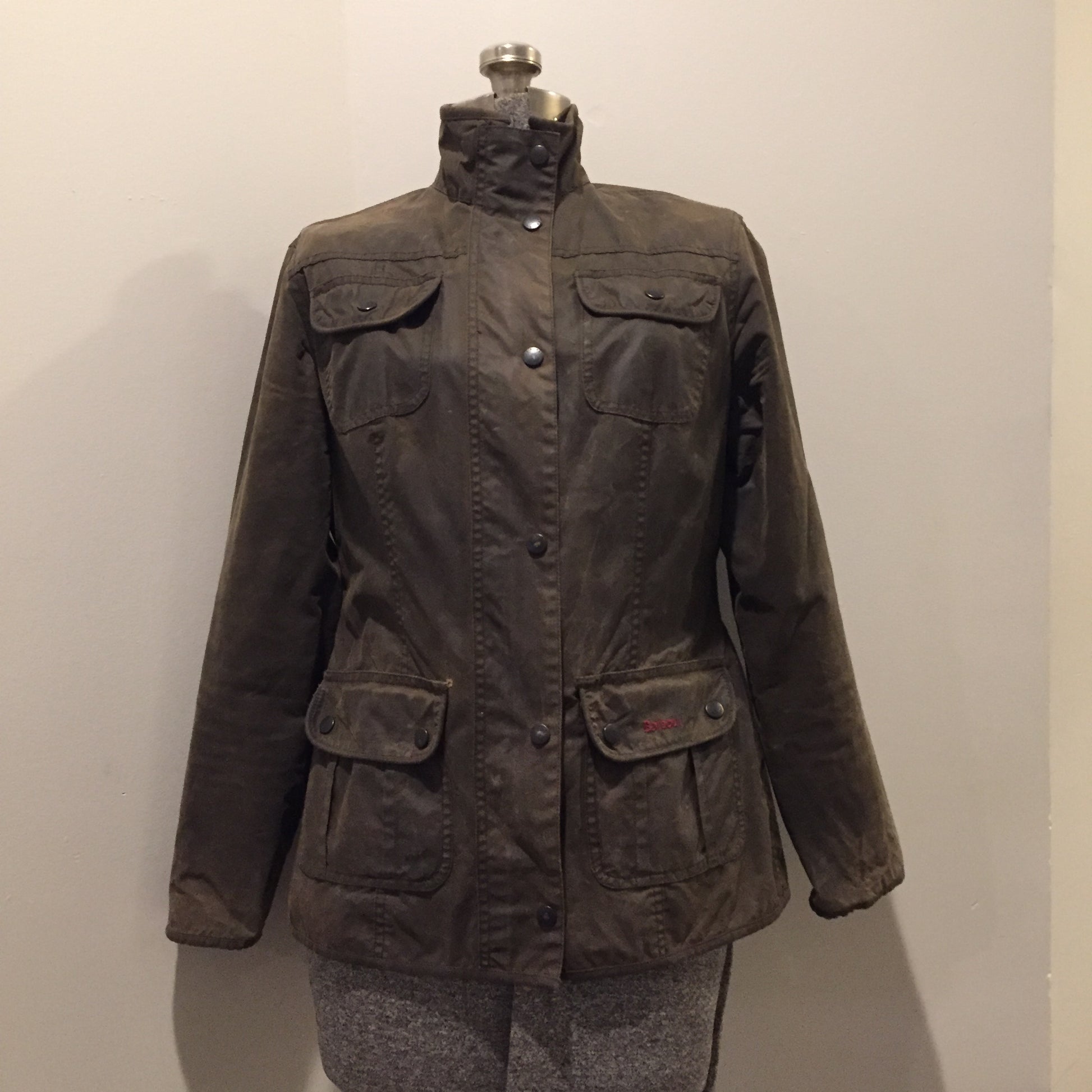 Barbour Rose Utility Olive Green Waxed Cotton Jacket, Made in the