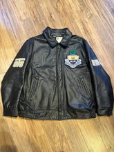 Load image into Gallery viewer, Vintage University of Toronto 1998 English Department Leather Varsity Jacket.

Jacket features embroidered details on the chest, arms and back, two front pockets, zipper and snap closures and a zip out quilted lining.

Size 46.
