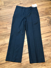 Load image into Gallery viewer, Kingspier Vintage - Logistik blue wool blend (65% wool/ 35% polyester) heavy weight dress pants with zip fly, straight leg, mid rise and front and back pockets,

Made in Canada.
