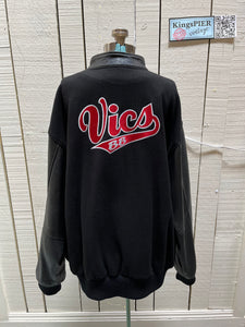 Vintage Vics BB Granby Hockey Varsity Jacket by Canada Sportswear.

 Black mouton with leather sleeves, snap closures, two front pockets and a quilted lining.

Made in India.
Size 2XL.
