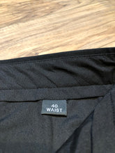 Load image into Gallery viewer, Kingspier Vintage - Vintage 100% black Woolmark wool tuxedo pants with satin stripe straight leg, higher rise, zip fly and pockets in the front and back.
