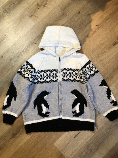 Mary Maxim Penguin Wool Zip Cardigan, Made in Nova Scotia SOLD