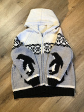 Load image into Gallery viewer, Mary Maxim Penguin Wool Zip Cardigan, Made in Nova Scotia SOLD
