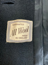 Load image into Gallery viewer, Kingspier Vintage - All Wool Full length black soft wool coat with button closures and front pockets. Made in England.
