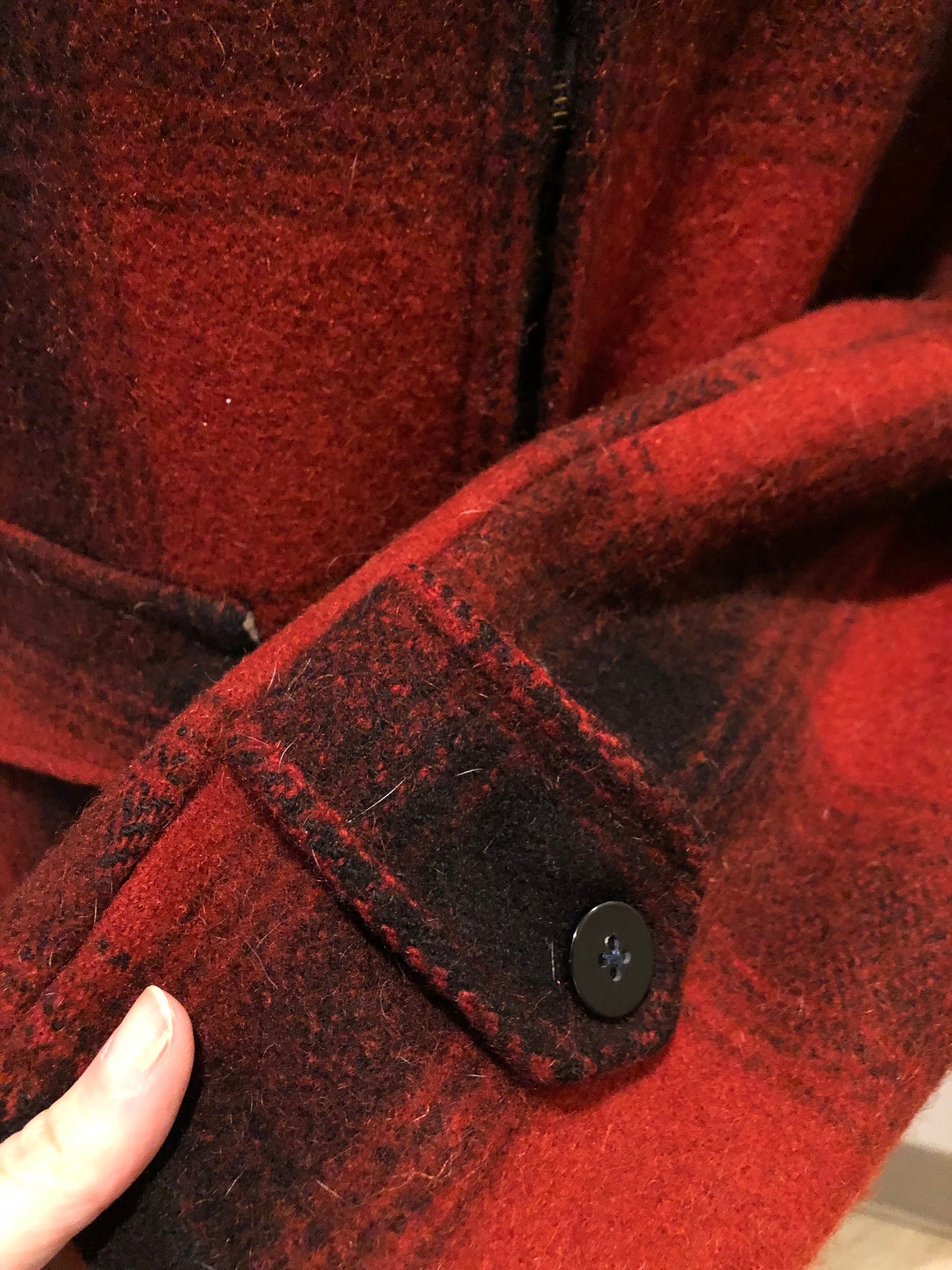 Vintage 1960’s Red Buffalo Plaid Wool Jacket, Made in Canada