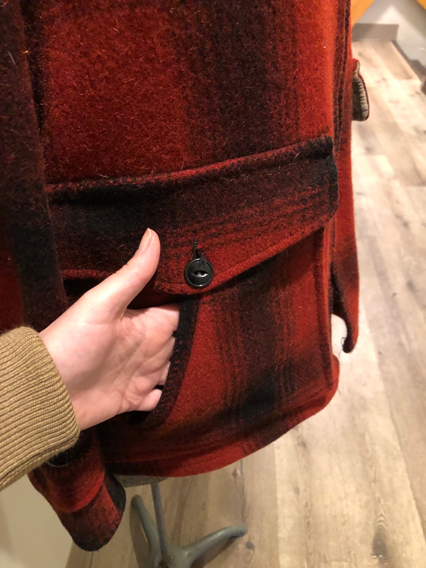 Vintage 1960’s Red Buffalo Plaid Wool Jacket, Made in Canada