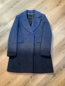 Kingspier Vintage - Banana Republic navy blue ombre silky soft wool blend coat, double breasted with front pockets. Fits a size medium.