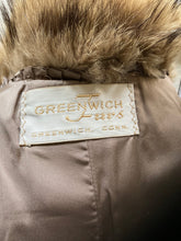 Load image into Gallery viewer, Kingspier Vintage - Vintage Greenwich Furs light brown fur coat with hook and eye closures and two front pockets.

Made in USA
