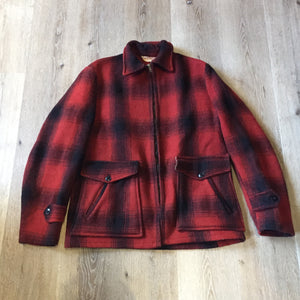 Vintage 1960’s Red Buffalo Plaid Wool Jacket, Made in Canada