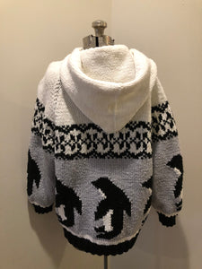 Mary Maxim Penguin Wool Zip Cardigan, Made in Nova Scotia SOLD