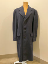 Load image into Gallery viewer, Kingspier Vintage - Eaton’s Clothes navy Crombie Wool overcoat with button closures and flap pockets. Inside pocket and monogram “Fredrick S Richardson”.
