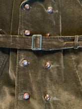 Load image into Gallery viewer, Kingspier Vintage - London Fog brown corduroy double breasted trench coat with wooden buttons, slash pockets, two belt options and zip out wool lining.
