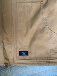 Kingspier Vintage - Wall’s Work Wear canvas work jacket with brown corduroy collar, zipper and snap closures, two front patch pockets and flap pockets, inside quilted lining with knit inside cuffs to keep the cold from getting in.