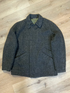 Kingspier Vintage - Enrico Celli grey plaid wool harrington jacket with zipper, three slash pockets and a quilted olive colour lining. Made in Italy. 