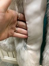 Load image into Gallery viewer, Kingspier Vintage - Vintage silver 70&#39;s fur coat with hook and eye closures and two front pockets.

No manufacturer&#39;s details.
