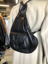 Load image into Gallery viewer, Vintage Jane Shilton Black Leather Backpack Knapsack, Made in Canada SOLD

