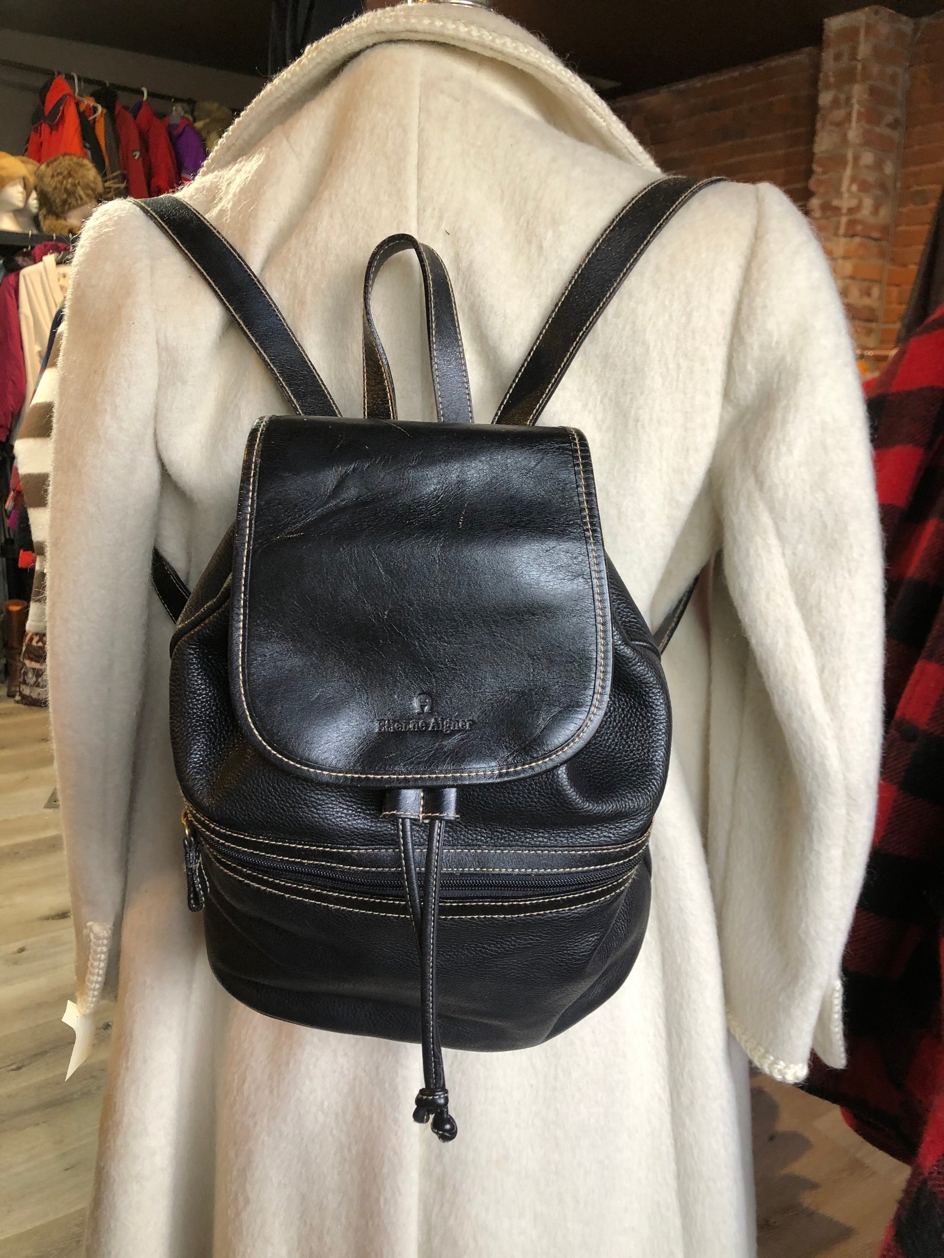 Etienne Aigner Black Leather Backpack SOLD – KingsPIER vintage