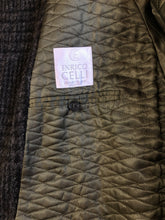Load image into Gallery viewer, Kingspier Vintage - Enrico Celli grey plaid wool harrington jacket with zipper, three slash pockets and a quilted olive colour lining. Made in Italy. 
