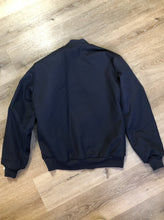 Load image into Gallery viewer, Kingspier Vintage - Red Kap bomber jacket in navy with knit collar and cuffs, zipper, slash pockets, and quilted lining. Made in the USA. 
