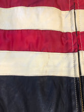 Load image into Gallery viewer, Kingspier Vintage - Jack and Jones leather and polyester jacket in red, black and white with slash pockets, zipper, satin lining and inside pocket. Size large. *Bonus! This jacket was “ Man in the high castle” film stock

