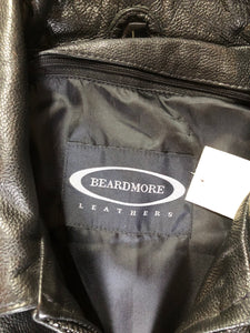 Kingspier Vintage - Beardmore black leather jacket with zipper and slash pockets. Size large.