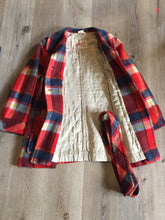 Load image into Gallery viewer, Kingspier Vintage - Croydon orange, yellow, blue and white plaid coat with button closures, belt and patch pockets. Size 14, fits small.
