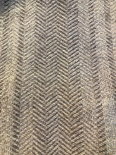 Load image into Gallery viewer, Kingspier Vintage - Daurene Lewis 100% wool hand spun, hand woven and hand made cardigan. The cardigan features two lined patch pockets. two wooden button closures at the top and a wool fringe at the bottom. Made in Annapolis Royal, Nova Scotia.
