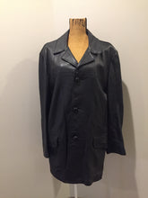 Load image into Gallery viewer, Kingspier Vintage - Roxboro Casuals black leather jacket with button closures, zipper, two flap pockets and a red lining.
