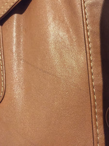 Kingspier Vintage - Scrambler light brown leather jacket with button closures and flap pockets. Size 42M.