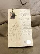 Load image into Gallery viewer, Harry Rosen Sport beige down-filled long puffer coat with belt, zipper closures and two front flap pockets.

Made in Canada
Size 40
