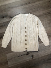 Load image into Gallery viewer, Kingspier Vintage - Vintage hand knit cardigan in cream with button closures. Made in Canada. Size Medium.
