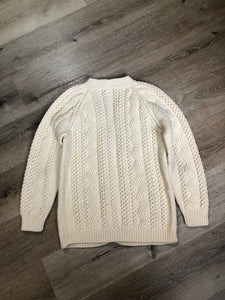 Kingspier Vintage - Vintage hand knit cardigan in cream with button closures. Made in Canada. Size Medium.