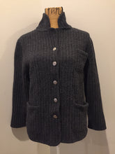 Load image into Gallery viewer, Kingspier Vintage - Herman Geist lambswool cardigan in grey with button closures and pockets. Size large.
