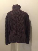 Load image into Gallery viewer, Kingspier Vintage - Brown wool cable knit cardigan in brown with button closures. Size medium.
