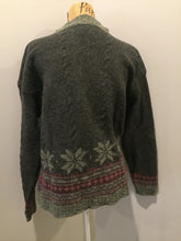 Load image into Gallery viewer, Kingspier Vintage - One on One green and red wool cardigan with zipper closure. Size large.
