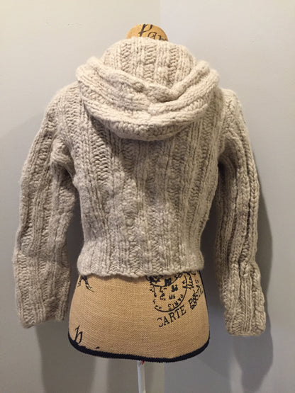 Kingspier Vintage - Nine West cardigan in taupe with hood, zipper and pockets. Size small (womens).