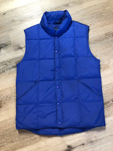 Kingspier Vintage - Land’s End blue down filled puffer vest with snap closures and slash pockets. Size small.